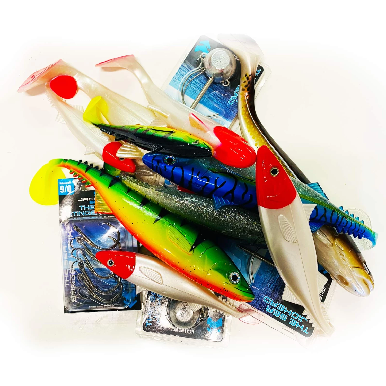 Jackson Profi Norwegen Angelköder Komplett Set. Gummifische & Jigköpfe Angelset - 21 Stück – Bild 2