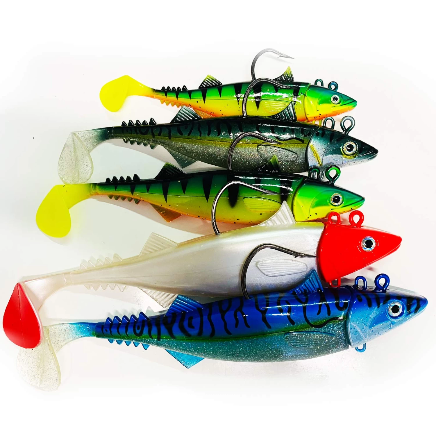 Jackson Sea XL Profi Norwegen Angeln – Fangfertig Montierte Gummifische. 18 – 28cm Angelset - 5 Stück – Bild 2