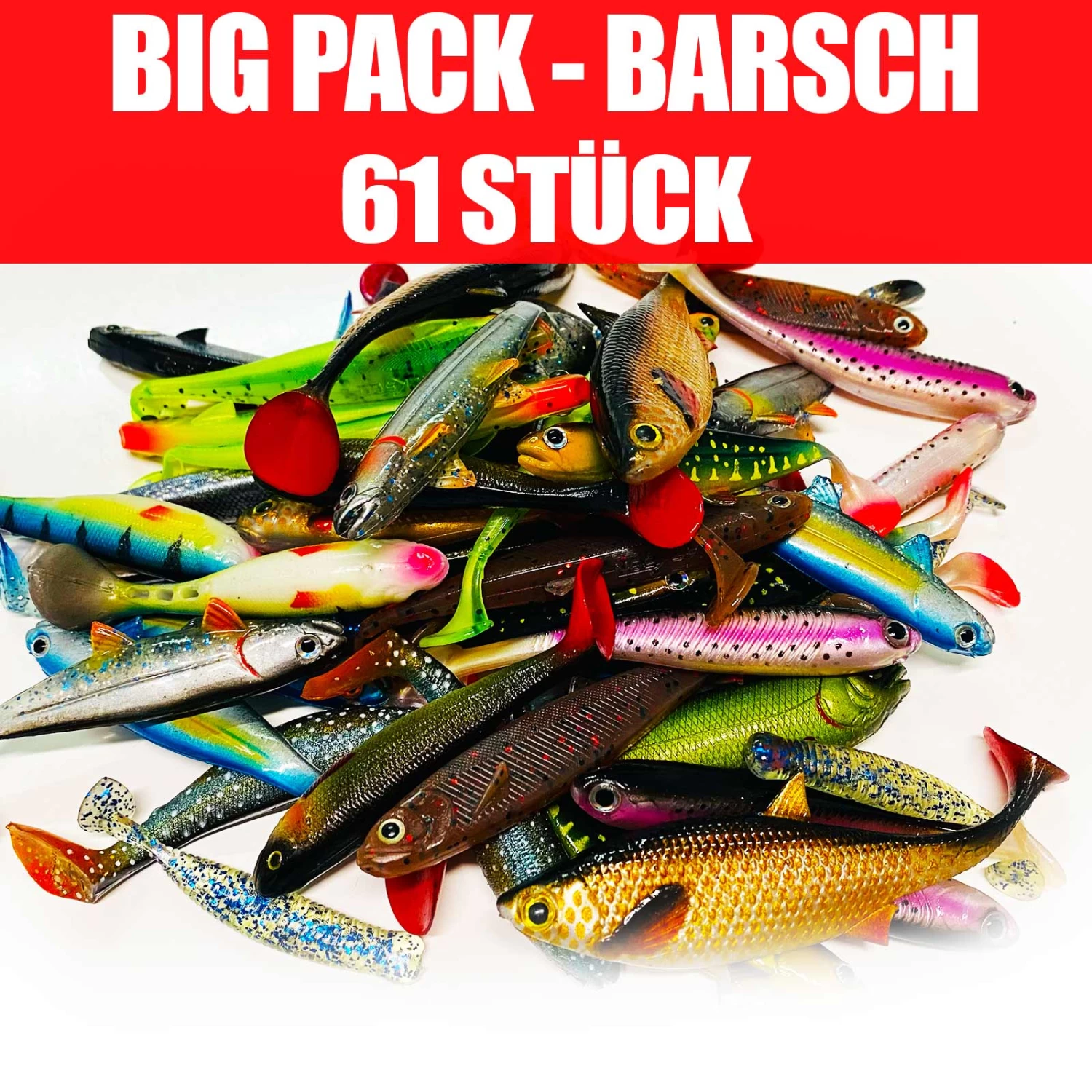 Jackson Big Pack Profi Barsch Angelset 6 Bis 10cm – Gummifisch Set – 61 Stück