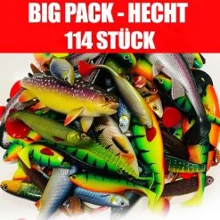 Jackson Big Pack Profi Hecht Köder Angelset 12 Bis 23cm – Gummifisch Set – 114 Stück