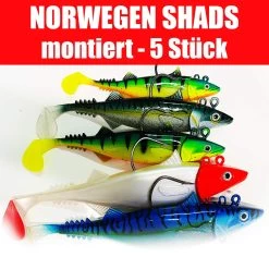 Jackson Sea XL Profi Norwegen Angeln – Fangfertig Montierte Gummifische. 18 – 28cm Angelset - 5 Stück